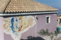 Fresco on the outside wall of a villa. Neochori ( Greece) 2003